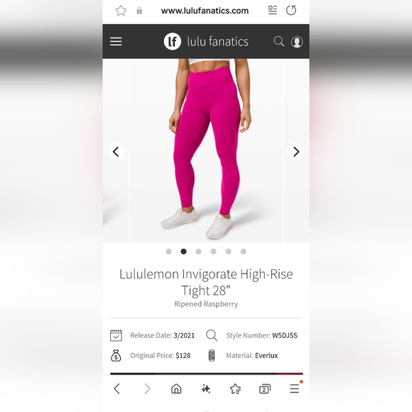 Lululemon Invigorate Leggings High Rise Ripened Raspberry Size 6 28" - Picture 5 of 6